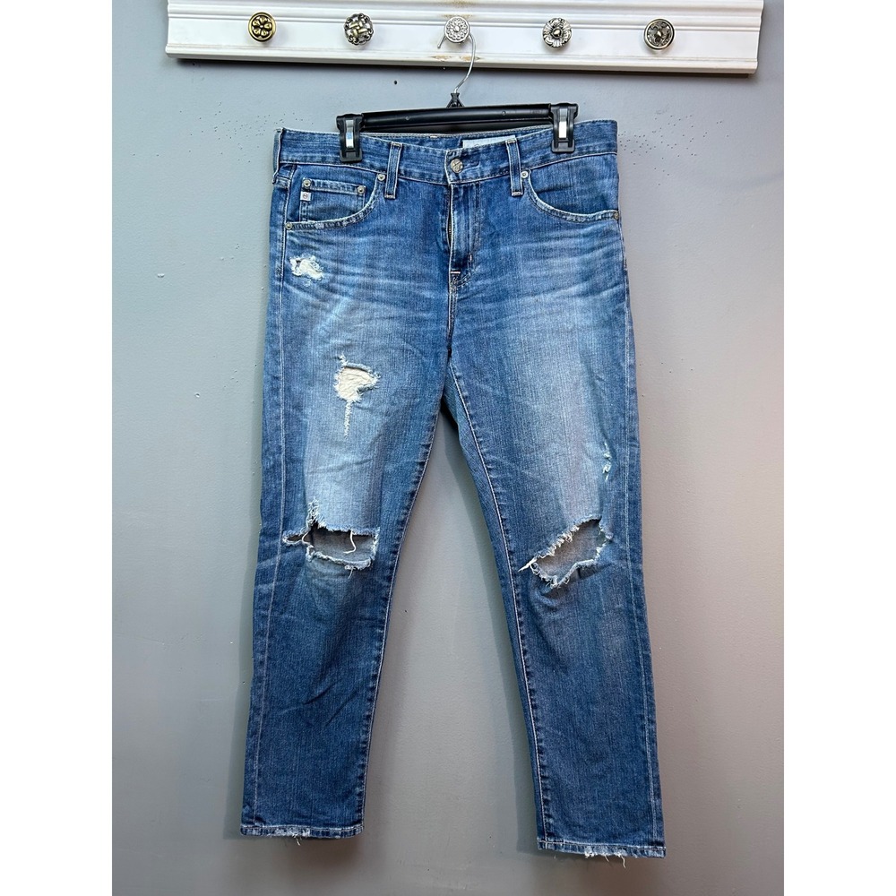 AG Adriano Goldschmied Jeans Womens 28 Blue Ex-Boyfriend Slim Distressed Slouchy